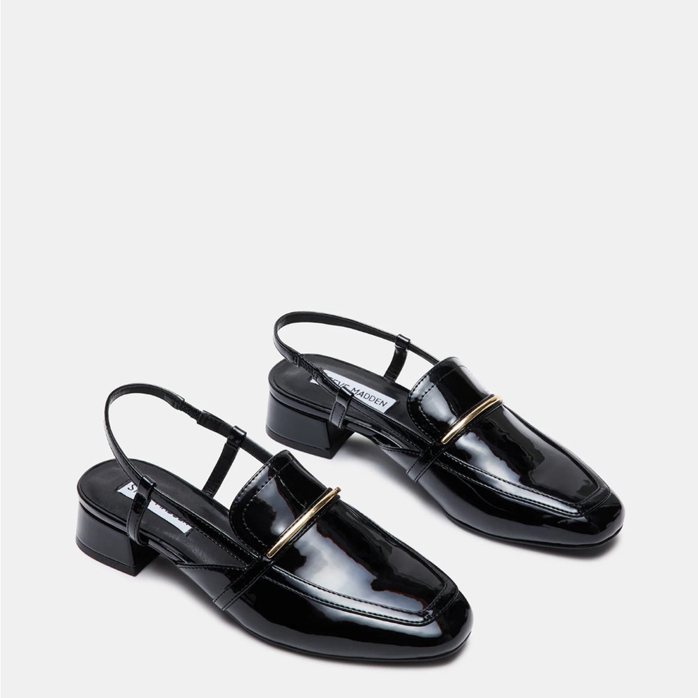 ✨Steve Madden Calibri Black Patent Block Heel Slingback Loafer✨
